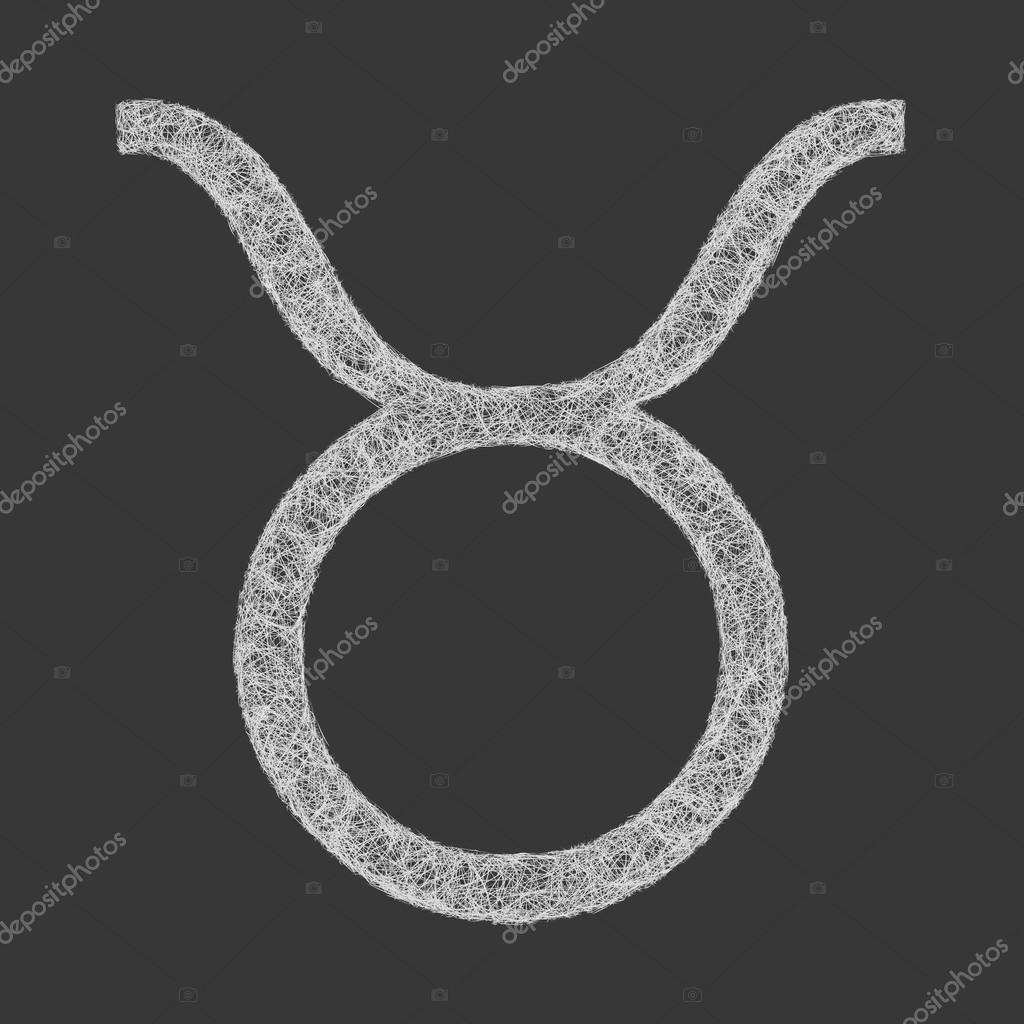 Taurus zodiac sign line art design on black background