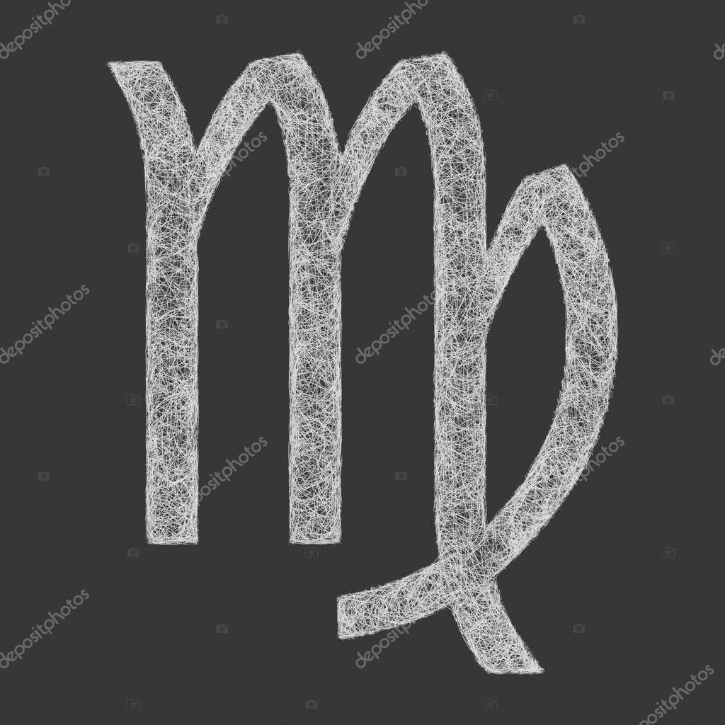 Virgo zodiac sign line art design on black background