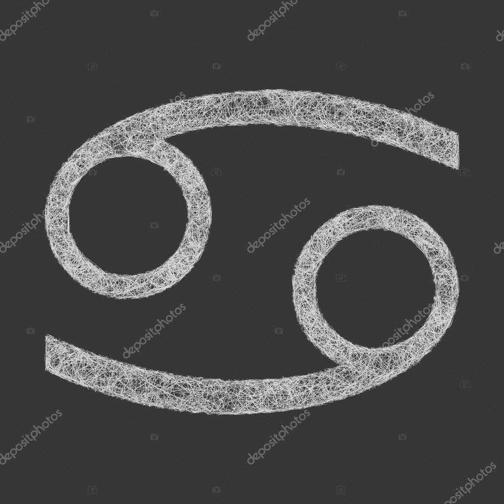 Cancer zodiac sign line art design on black background