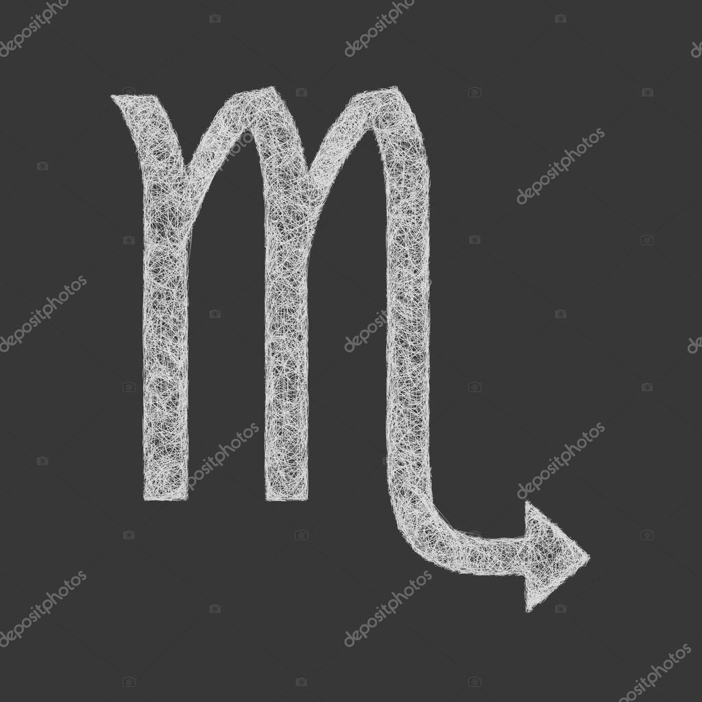 Scorpio zodiac sign line art design on black background