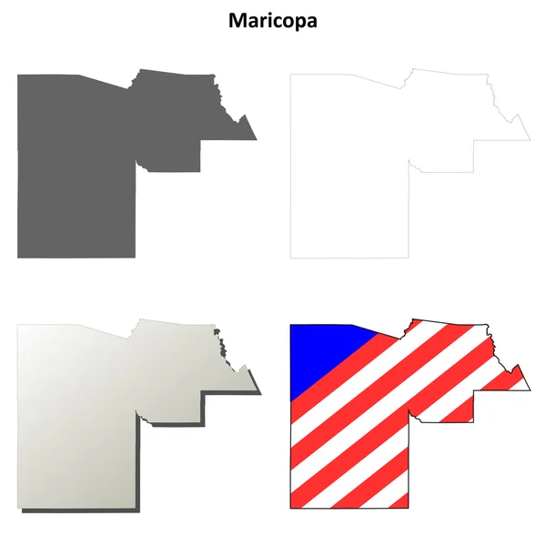 Set mappa di Maricopa County, Arizona — Vettoriale Stock