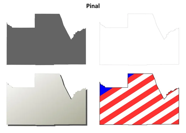 Pinal County, Arizona esboço mapa definido — Vetor de Stock