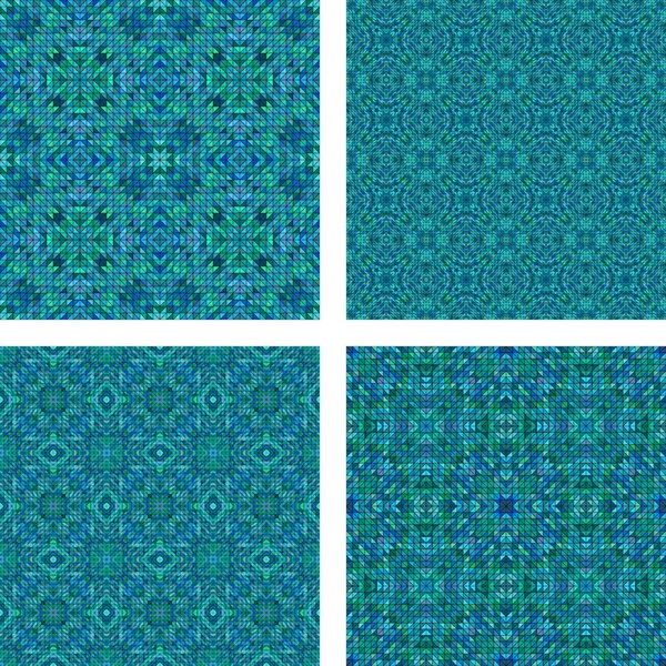 Teal seamless mosaic pattern set — Stock Vector