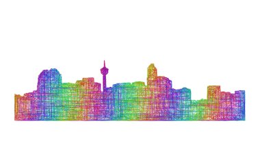 Calgary manzarası siluet - çok renkli çizgi resimler