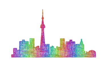 Toronto manzarası siluet - çok renkli çizgi resimler