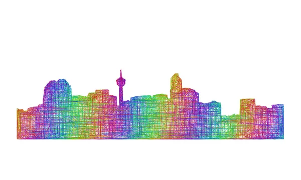 Calgary Panorama silueta - vícebarevná čárové grafiky — Stockový vektor