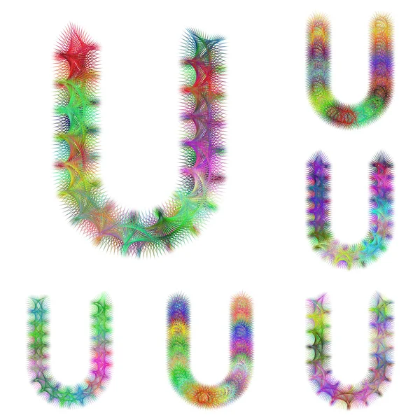 Set di caratteri frattali colorati felici - lettera U — Vettoriale Stock