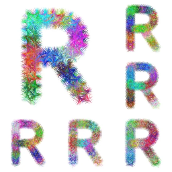 Ευτυχισμένος πολύχρωμο fractal γραμματοσειρά σύνολο - γράμμα R — Διανυσματικό Αρχείο