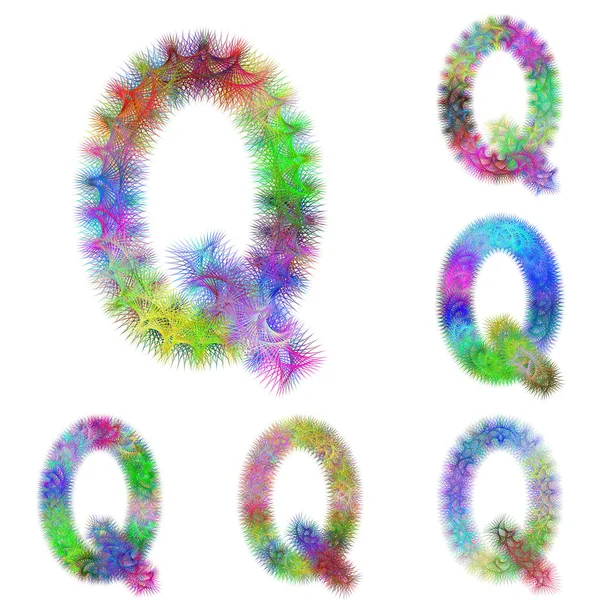 Set di caratteri frattali colorati felici - lettera Q — Vettoriale Stock