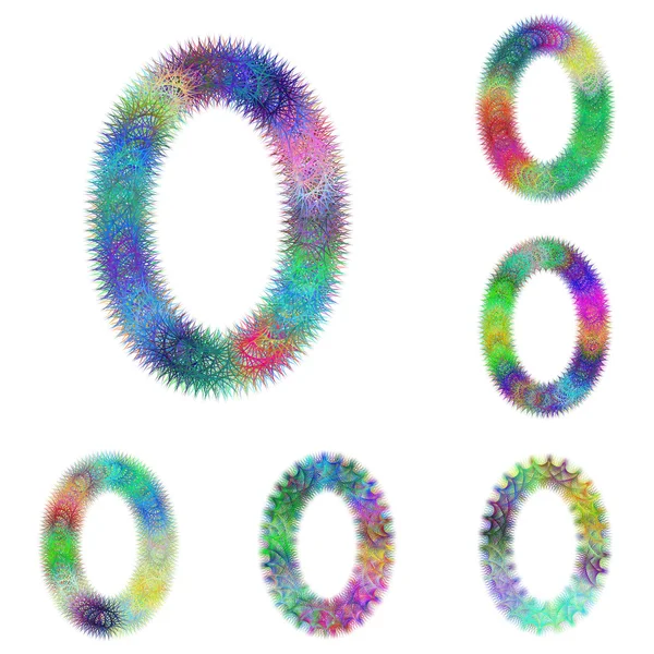 Set di caratteri frattali colorati felici - lettera O — Vettoriale Stock