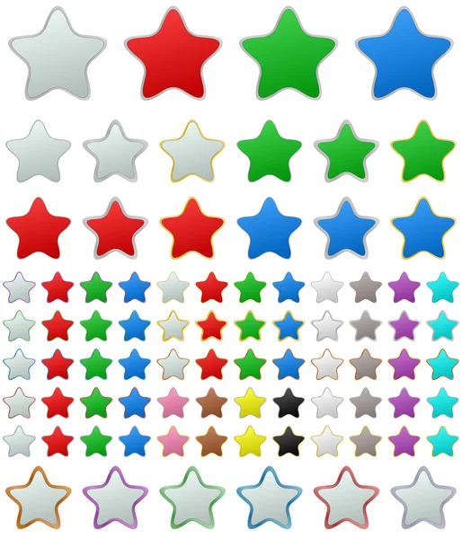 Color metallic rounded star button set — Stock Vector