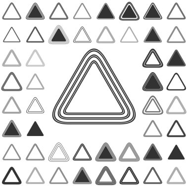 Siyah çizgi üçgen simge tasarım seti