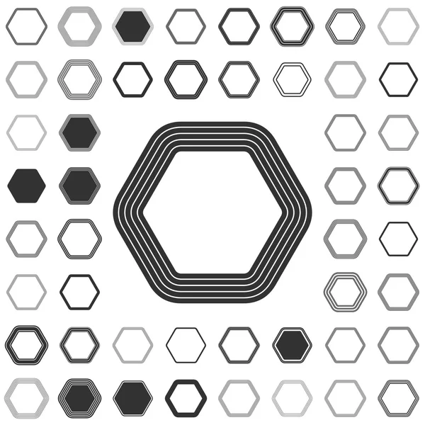 Ligne hexagone logo ensemble de conception — Image vectorielle