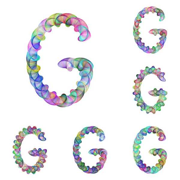Colorful ellipse fractal font - letter G — Stock Vector