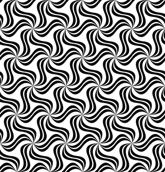 Repeating black and white soft curve pattern — Stock Vector
