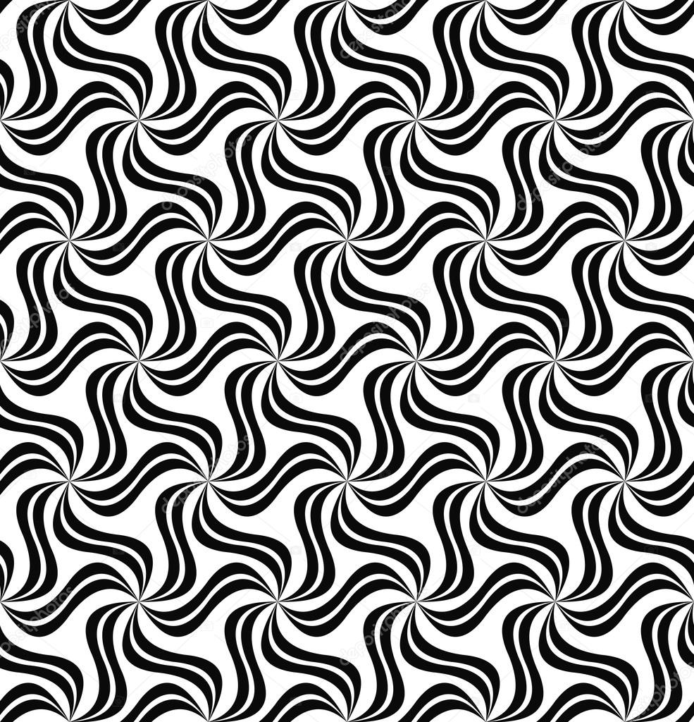 Repeating black and white soft curve pattern