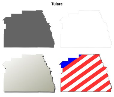 Tulare County, Kaliforniya anahat harita seti