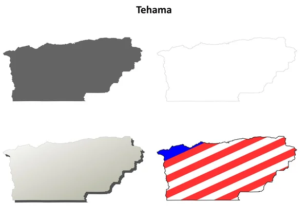 Set di mappe della contea di Tehama, California — Vettoriale Stock