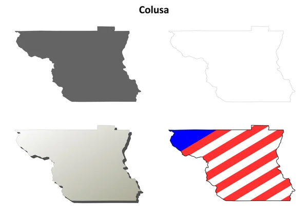 Condado de Colusa, California esquema mapa conjunto — Vector de stock