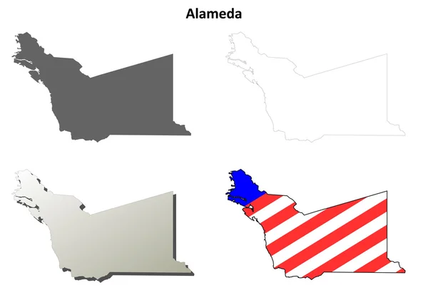Set di mappe della contea di Alameda, California — Vettoriale Stock