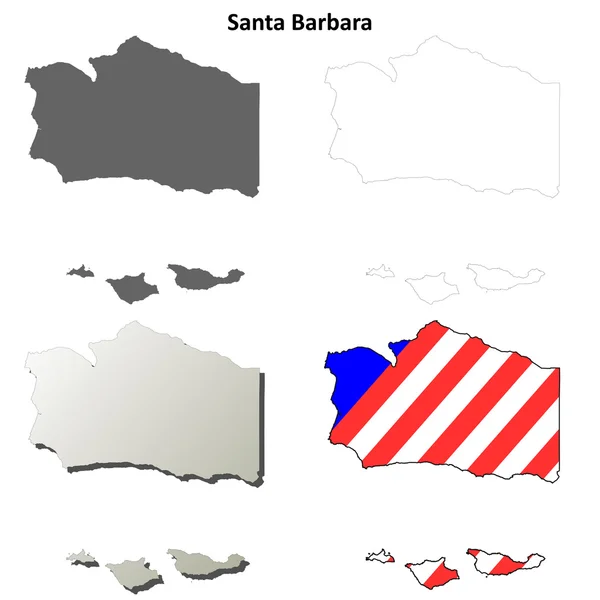 Santa Barbara County w Kalifornii kontur mapa zestaw — Wektor stockowy