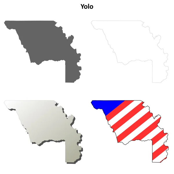 Set di mappe della contea di Yolo, California — Vettoriale Stock