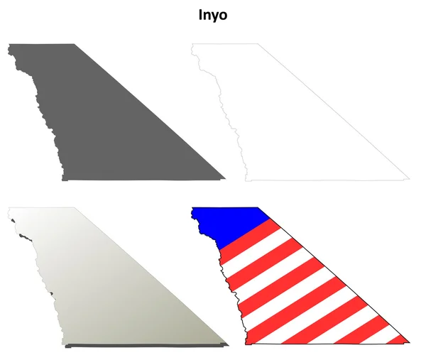 Condado de Inyo, California esquema mapa conjunto — Vector de stock