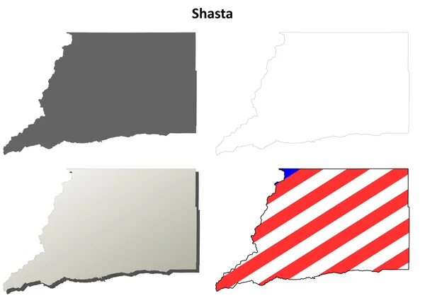 Condado de Shasta, California esquema mapa conjunto — Vector de stock