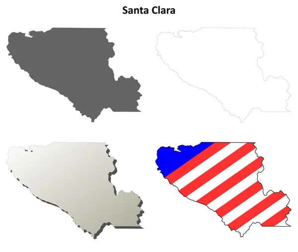 Santa Clara County, California outline map set — Stock Vector