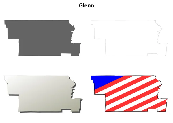 Glenn County, California schema mappa impostata — Vettoriale Stock