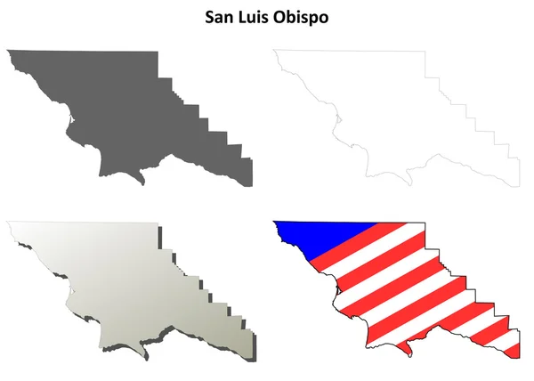 San luis obispo county, kalifornien umrissenes Kartenset — Stockvektor