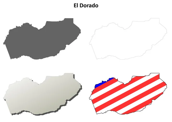 Condado de El Dorado, California esquema mapa conjunto — Vector de stock
