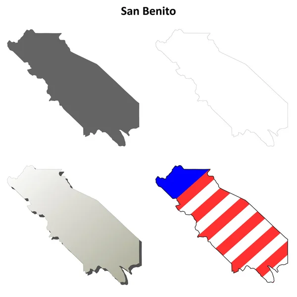 Hrabstwo San Benito kontur mapa zestaw — Wektor stockowy