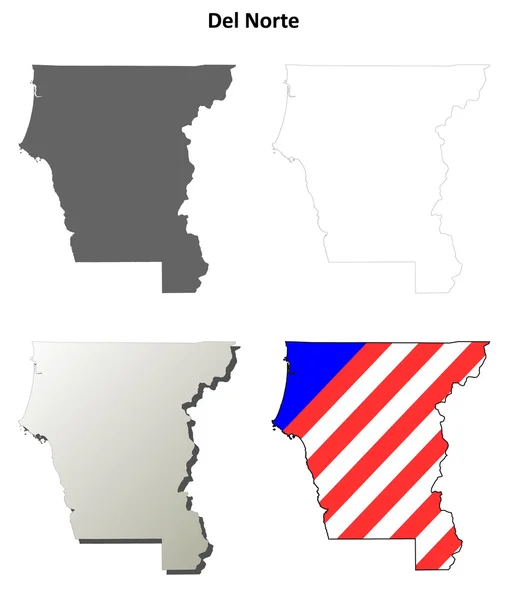 Serie di mappe della contea di Del Norte, California — Vettoriale Stock