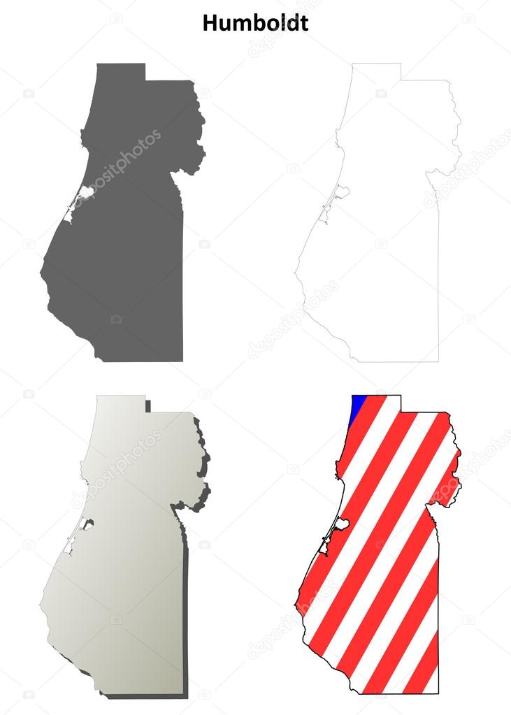 Humboldt County California Outline Map Set Stock Vector Humboldt County California Outline Map Set Stock Vector