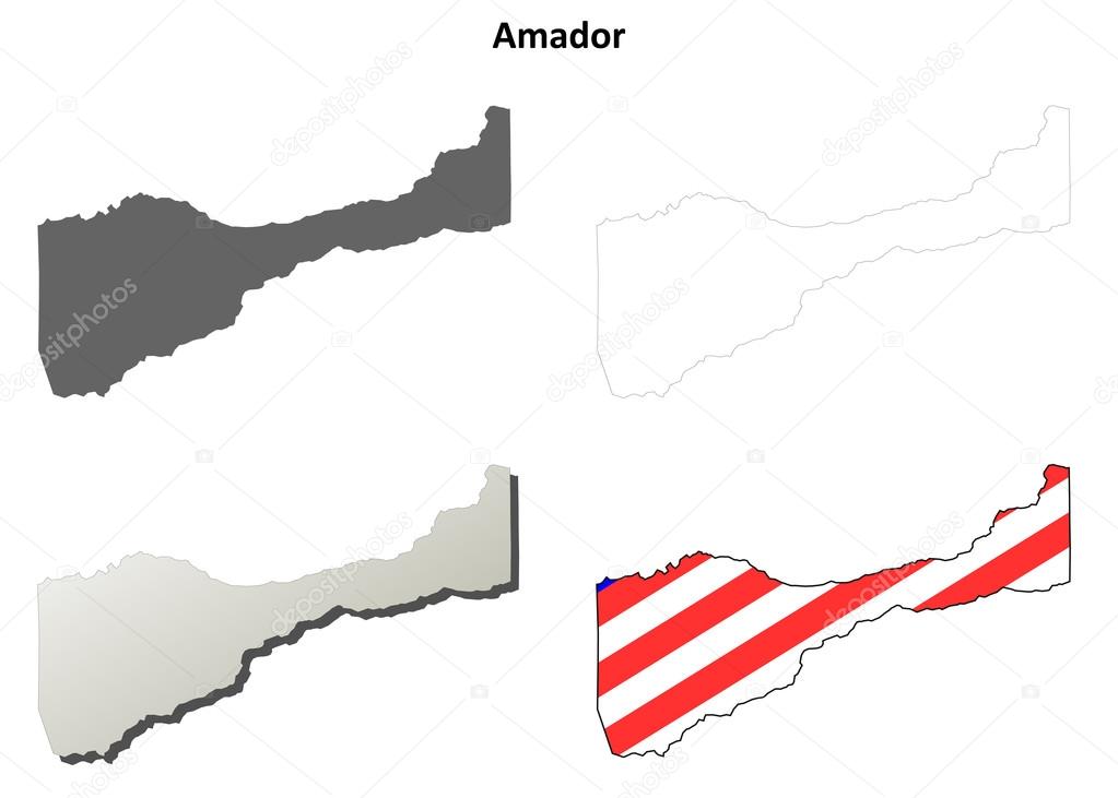 Amador County California Blank Outline Map Set Vector By Davidzydd Amador County California Blank Outline Map Set Vector By Davidzydd
