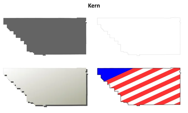 Kern county, kalifornien skizze map set — Stockvektor