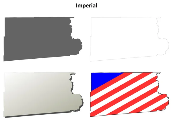 美国加州帝国郡的大纲设置的地图 — 图库矢量图片