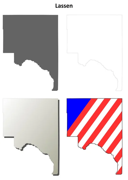 Set di mappe della contea di Lassen, California — Vettoriale Stock