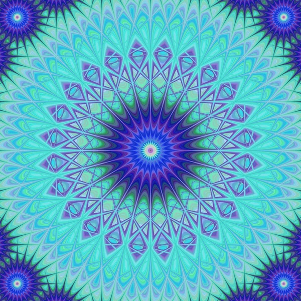 Forzen mandala - blue digital art background — Stock Vector