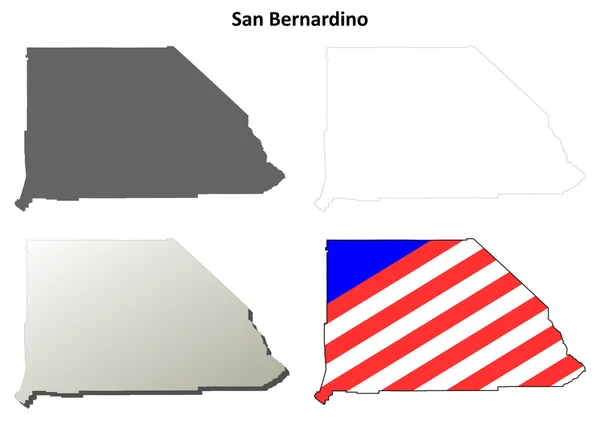 San Bernardino County, California schema mappa impostata — Vettoriale Stock