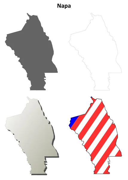 Set di mappe della contea di Napa, California — Vettoriale Stock