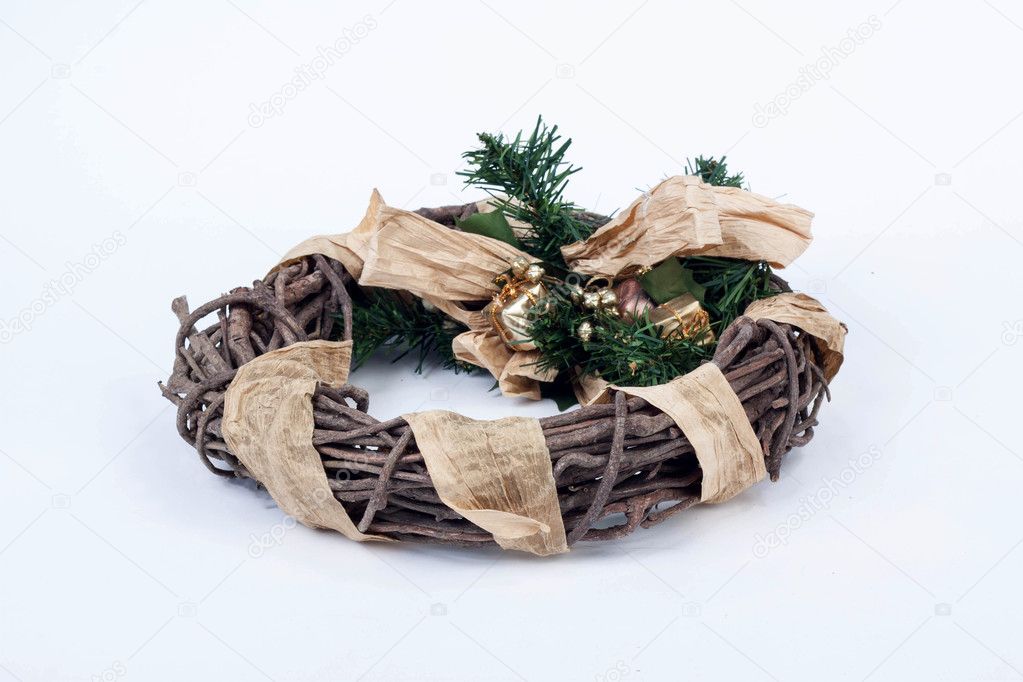 Traditional christmas wreath on white background