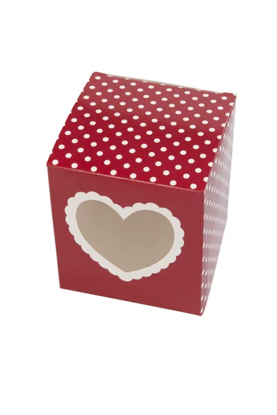 Caja con forma de corazón aislada sobre fondo blanco — Foto de Stock