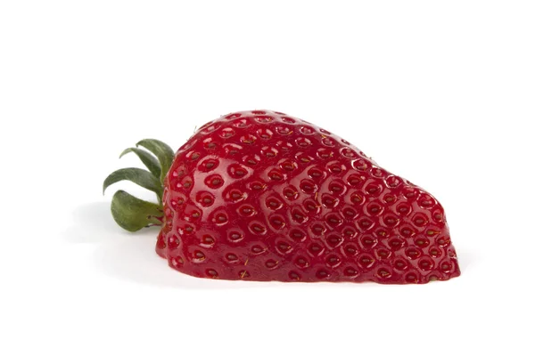 One cut in halfs strawberry on white — Stock Photo, Image
