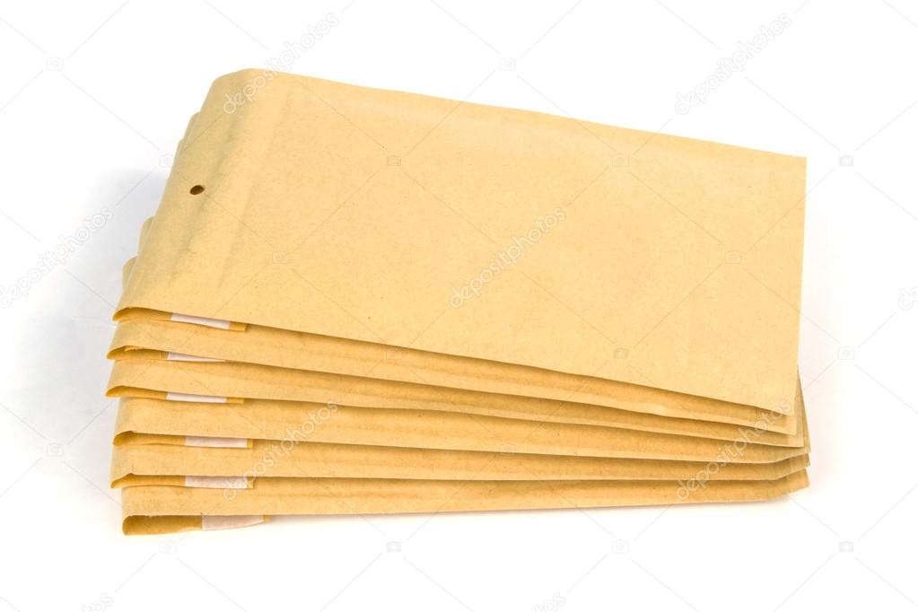 Medium size bubble lined shipping or packing envelopes
