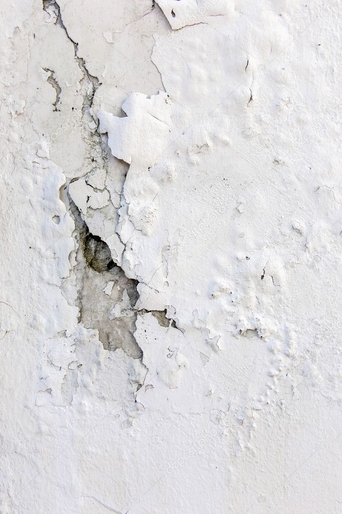 white cracked plastering wall background or texture