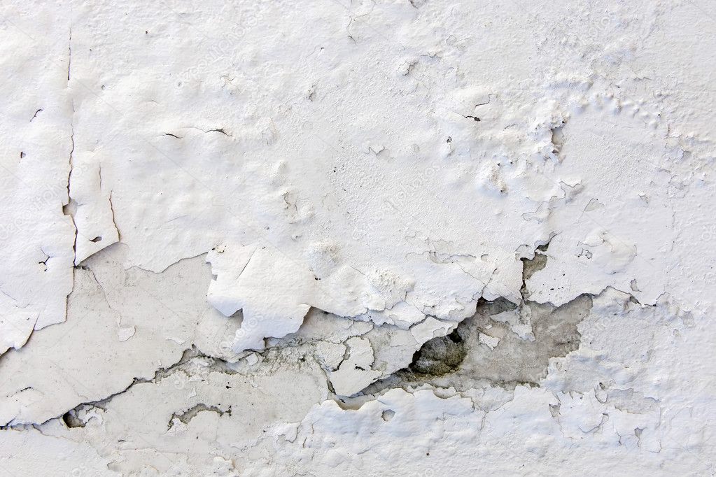 white cracked plastering wall background or texture