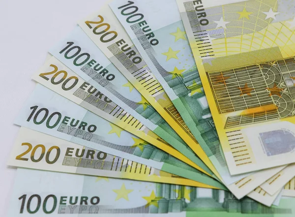 Argent Fond Des Billets Coupures 100 200 Euros Argent Euro — Photo