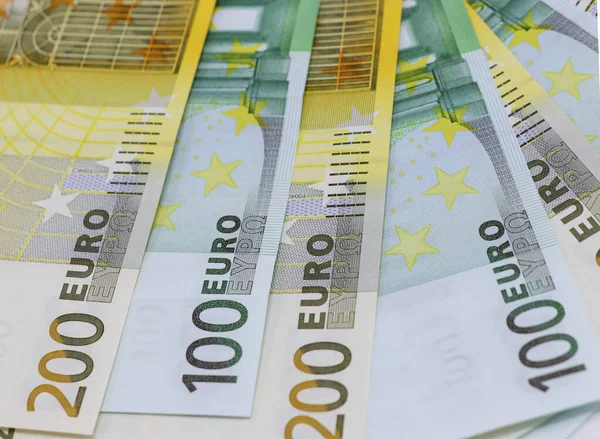 Argent Fond Des Billets Coupures 100 200 Euros Argent Euro — Photo